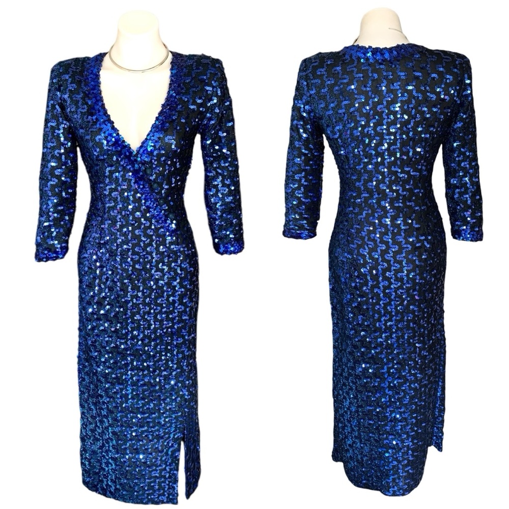 v i n t a g e :: Glamorous Lilli Diamond Surplice Sequin Maxi Dress - Picture 6 of 15